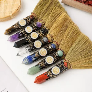 Zodiac sign Natural Crystal Chakela Magic Broom Decoration