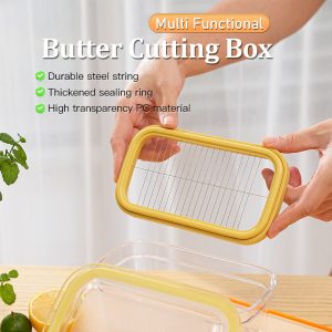 Wire-Enhanced Butter Cutter with Airtight Lid – Clear Cheese & Butter Storage Container