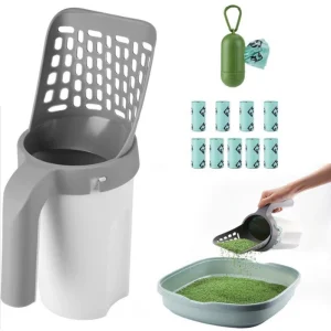 New All-in-One Cat Litter Scoop Kit - Detachable Large-Capacity Waste Bag Holder