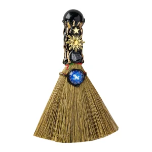 Natural Crystal Zodiac Broom | Energy Cleansing Display Piece