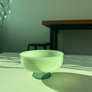 Jade Glass Bowl for icecream Milk Salad With Spoon Optional three colors optional