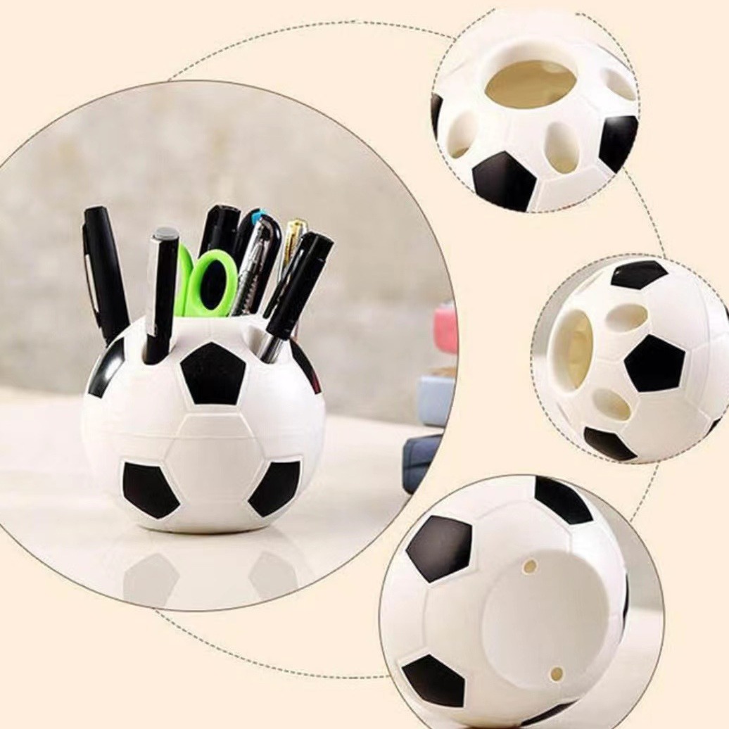 Student Pen Holder Creative Round Football Shaped Multifunctional Plastic Storage Box Football Shape Desktop Decoration