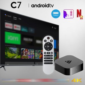 C7 Smart TV Box - 4K HD Streaming Media Player with Voice Remote Control & Bluetooth 5.0, Portable Android TV Set-Top Box